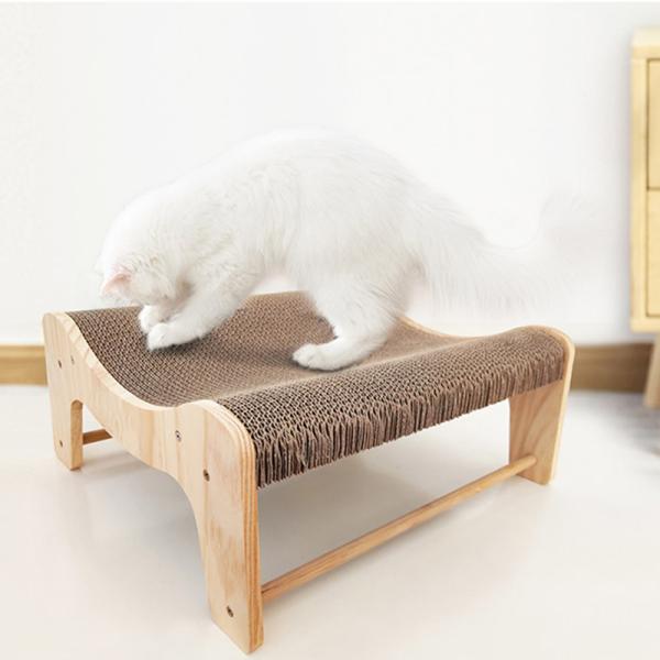 M-Recliner Cat Scratching Board Wooden Kittens Furniture Protector Corrugated Cardboard Cat Scratchers Kitty Bed Long Lasting