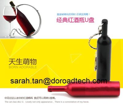 Red Wine Metal Bottle Shaped USB Pen Drives with Real Capacity
