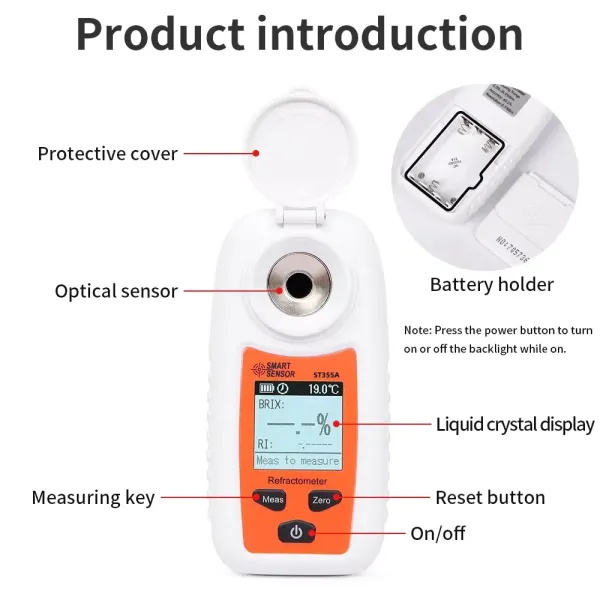 St355A Digital Portable Refractometer Atc Sugar Percent Tester