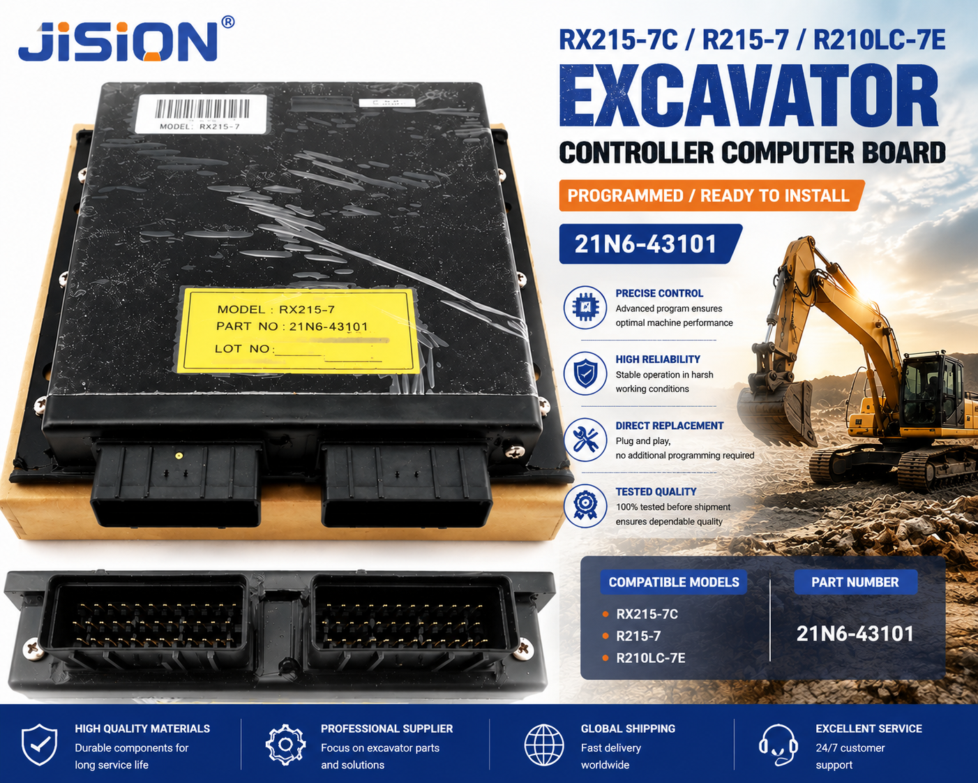 RX215-7C R215-7 R210LC-7E Excavator Programmed Controller Computer Board 21N6-43101 ECU Control Unit