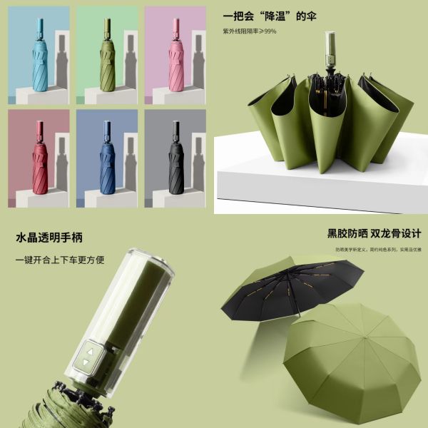 Transparency Crystal Mechanical Handle Umbrella 105cm Open Diameter Automatic Open Style