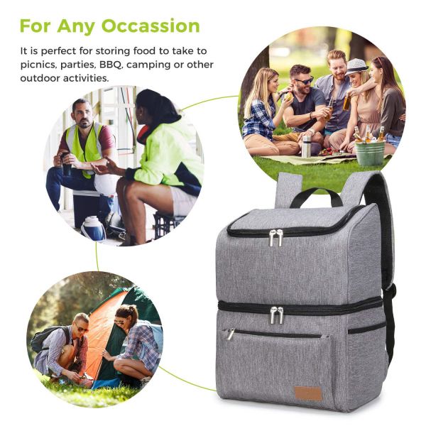 18L 34 Can Beer Cooler Backpack , Double Decker Insulated Backpack Lunch Box