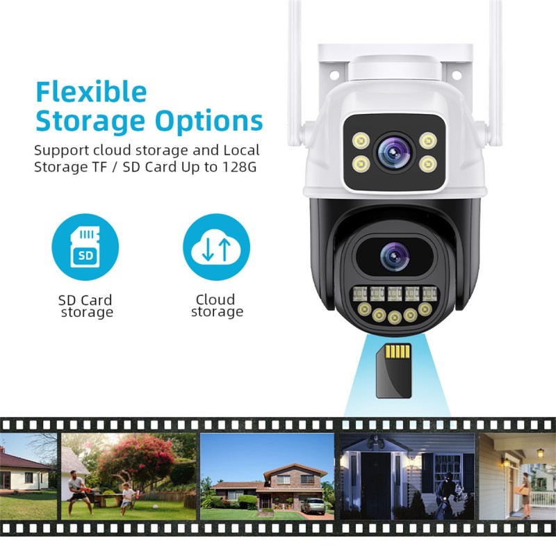 Good Quality 4MP Dual Lens CCTV IP Camera PTZ Security Waterproof Outdoor WIFI Two-Way Audio Cloud Storage Human Detect Track