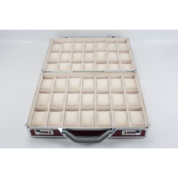 Витринного шкафа дозора перемещения хранения 42 дозоров портфель дозора PU алюминиевого красный кожаный алюминиевый