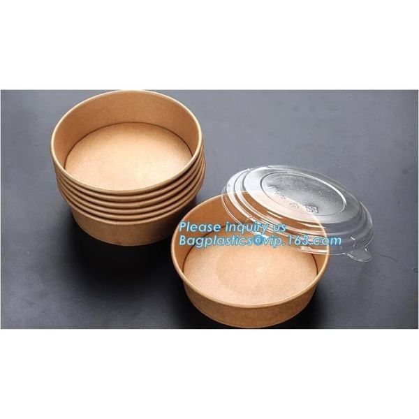 Eco Friendly, Oil Resistant, Salad Soup Rice Noodles Bowl, Bamboo Pulp, Disposable, Kraft Paper Bowl Lid