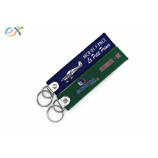 Fashionable Embroidered Woven Keychain With Metal Ring For Motorcycle
