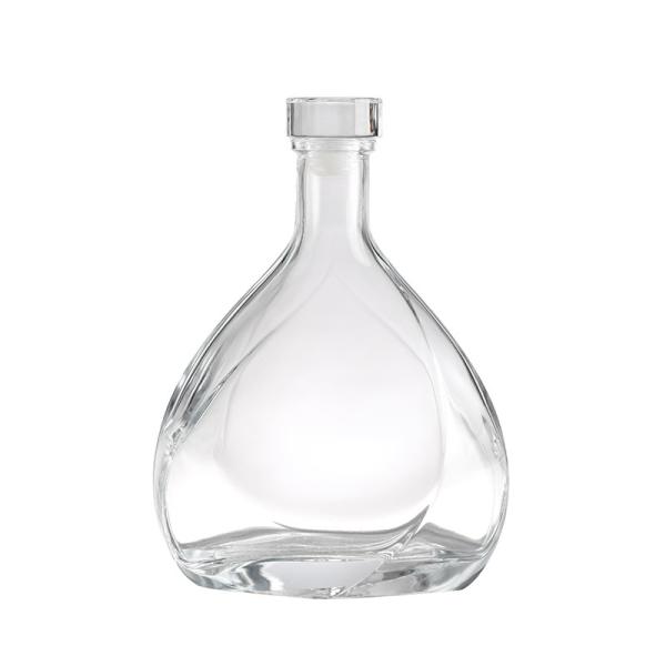 Logotipo personalizado Garrafa de licor de vidro de 500 ml com forma particular e tipo de vedação personalizado