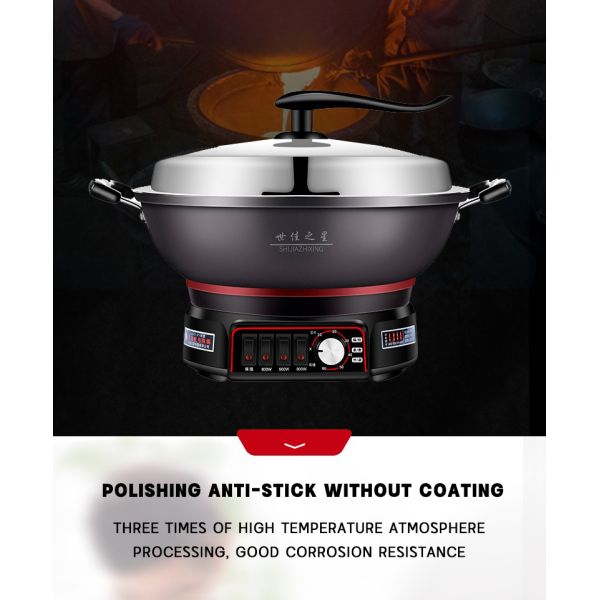 Stainless Steel Electric Skillet 28cm Portable Multi-purpose Soup Pot for Home Cooking