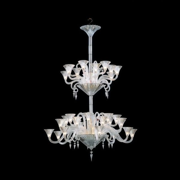 JYLIGHTING Clear Tinted Crystal & Glass Chandelier, Murano-Style Curved Arm Pendant Light for Luxury Living Room & Hotel Lobby