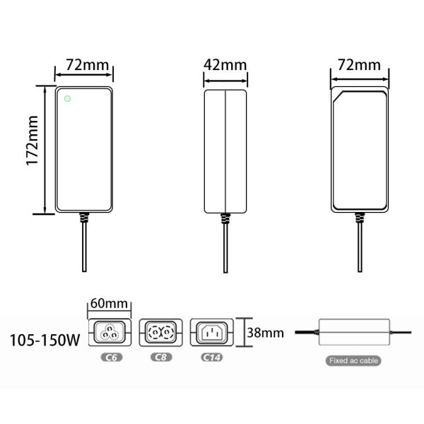 120W Desktop Power Adapter with Universal Input Voltage and Multiple Safety Protections