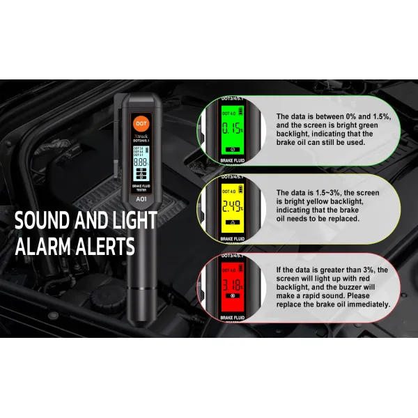 Probador universal de líquido de frenos Xtruck A01 con sonda de alta precisión y pantalla HTN para la detección de aceite de frenos DOT3/4/5.1