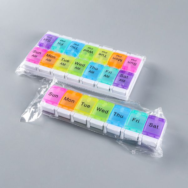 Горячие продажи подгоняли логотип фабрика организатора таблетки еженедельника коробки таблетки 7 дней пластиковая