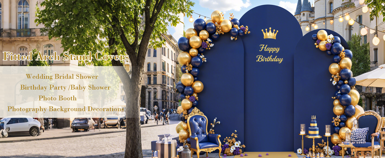 3 Piece Navy Blue Arch Covers ,Spandex Arch Backdrop Cover for Wedding、 Baby Shower 、Birthday Party