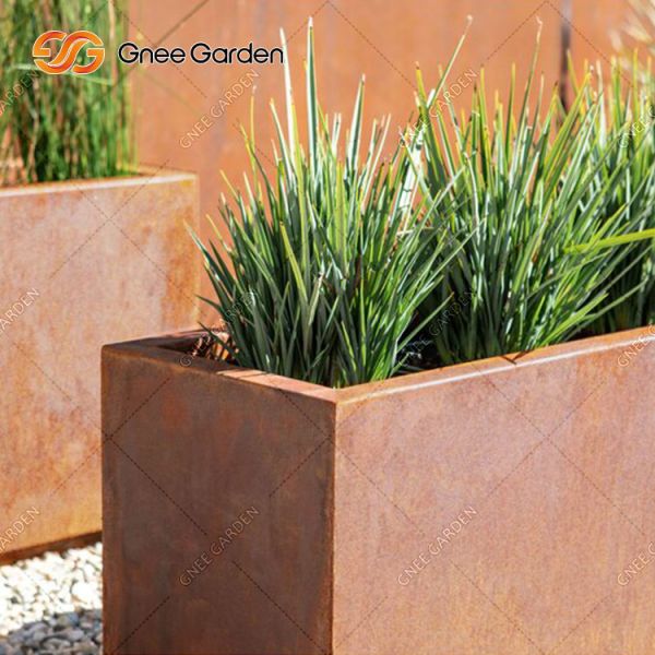 Corten Steel Rusty Metal Flower Planters Fabrication Plant Pot