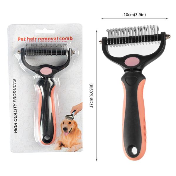 TPR Dog Hair Remover Brush Portable Double Side Shedding Comb For Dogs