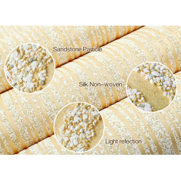 Golden And Gray Sandstone Particle Modern Removable Wallpaper Bedroom Striped Wallpaper