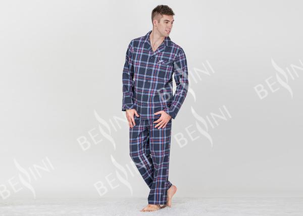 Red Yarn Dyed Check Mens Luxury Sleepwear Anti Wrinkle Eco Friendly S - XXL Size