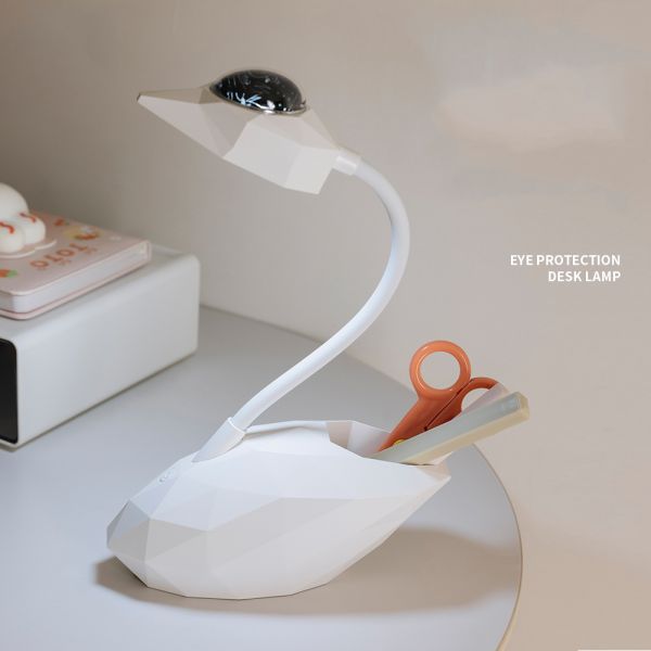 Swan projection eye protection desk lamp,Three level dimming+7-color projection, atmosphere lamp