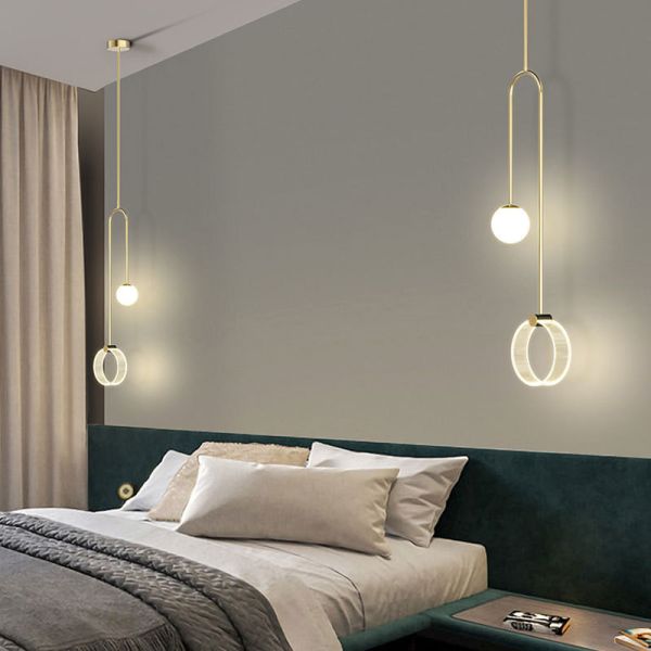 Modern Iron Minimalist Style High Glass Bamboo LED Pendant Lights for Control Mode