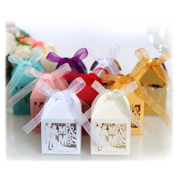 Роскошная подарочная коробка свадьбы карты с лентой для партии конфеты леденца на палочке благосклонности сладкой