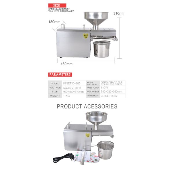 Uganda Sesame Oil Making Machine with 2-3kg/Hour Capacity and 304 Stainless Steel Material
