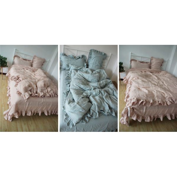 100% Linen Plain Duvet Covers , Comfortable 4Pcs Dyed Soft Duvet Covers