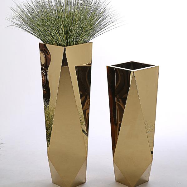 110cm Tall Paint Process Polygon Stainless Steel Planter For Flower
