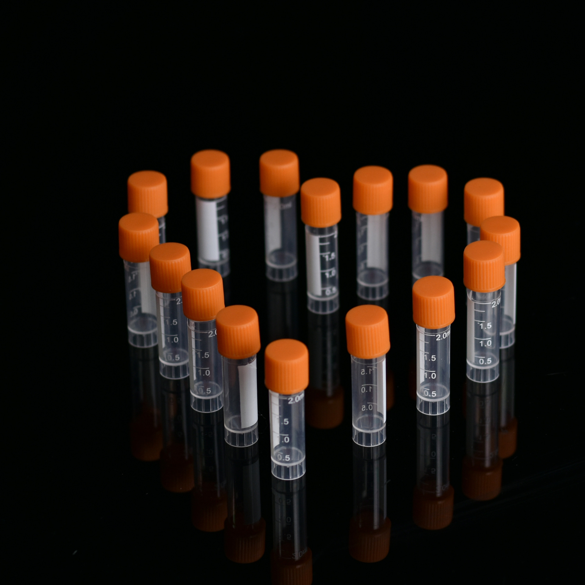 Factory 500pcs/bag 1.8/2ML Plastic Cryopreservation Tubes Sample Tubes Flat Bottom 45mm Polypropylene Cap