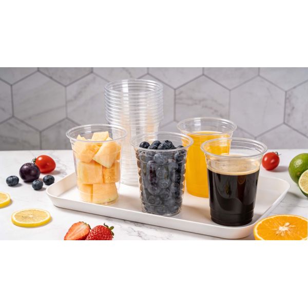 Custom Logo Printed  Clear PET Transparent Cups Plastic Smoothies Cold Coffee and Ice Drinking Cup