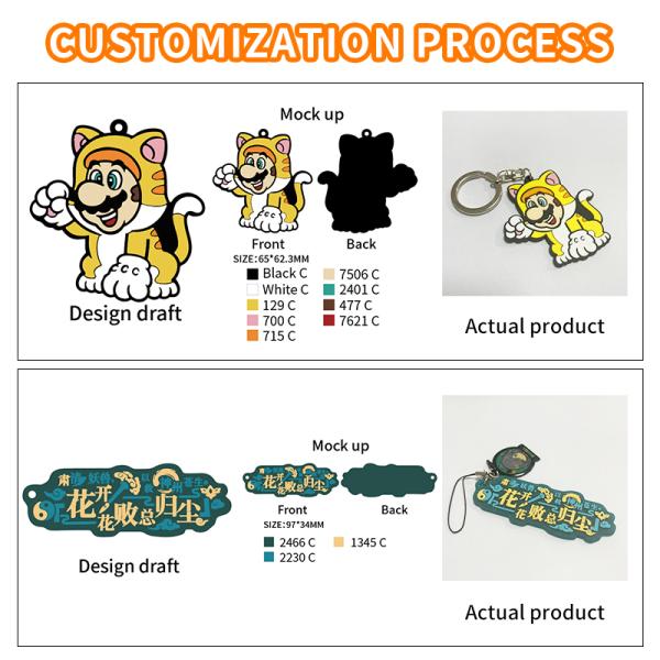 Custom Design 2D Figure Silicon Keychain Rubber Key Chains Personalized Cheap Cartoon 3D PVC Rubber Keychain with Wrist Strap