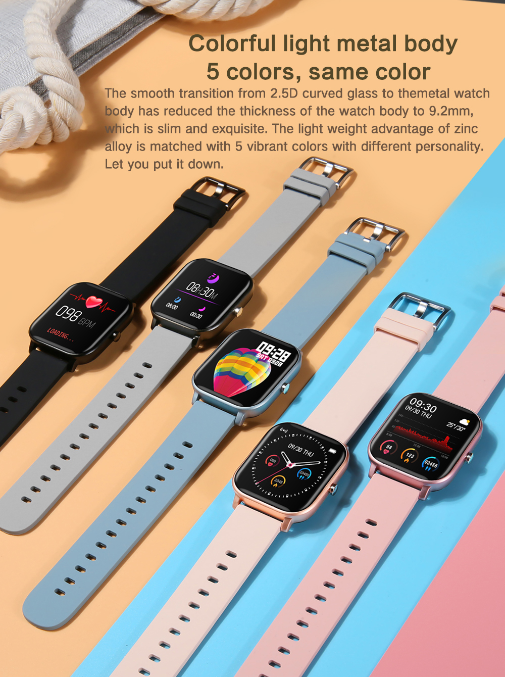 Дозор спорта BT4.2 P8 Bluetooth умный, кровяное давление тарифа сердца Smartwatch 1,4 дюймов