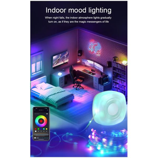 RGB camping light string, intelligent control, portable emergency light, atmosphere lighting