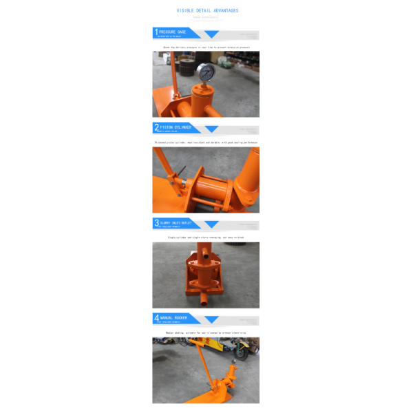 Single Cylinder Piston Sand Concrete Manual Grouting Pump with 45 kg Weight Capacity