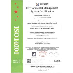 Jiangsu Zhongding Environment Engineering Share Co., Ltd. Сертификации
