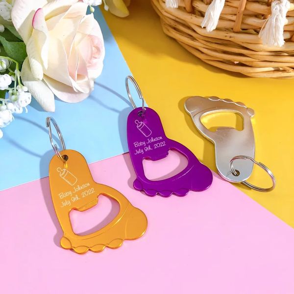 Custom Logo Keychain Bottle Opener Baby Foot Shaped Promotional Keyring Souvenir Gift