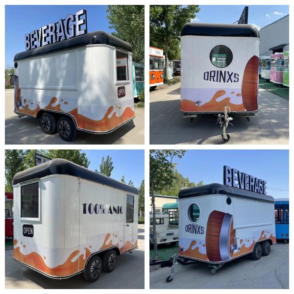 Vacuum Tyre Mobile Food Carts with Grilled Sausage Machine and Stainless Steel Design