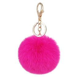 3inch Wide Key Chain Ornaments , Designer Pom Pom Keyring Faux Fur