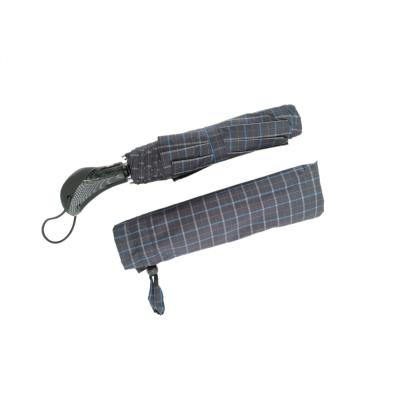 Fully Automatic Large Mens Three Fold Umbrella With Luxury Handle And Firberglass Ribs