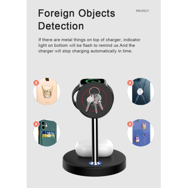 FCC Certified Magnetic Portable Charger , 4 In 1 Wireless Charging Station 15w