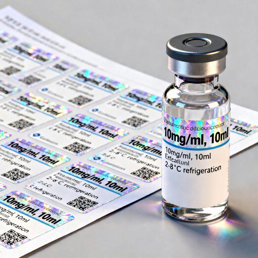 Custom Label Permanent Adhesive 5ml 10ml Small Vial Label Packaging Labels White PET Bottle Label Printing Private Label