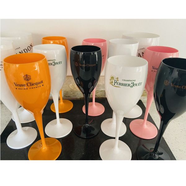 Party Plastic Champagne Flutes Moet Chandon Glass Wine Drinkware Black Red 2 Color