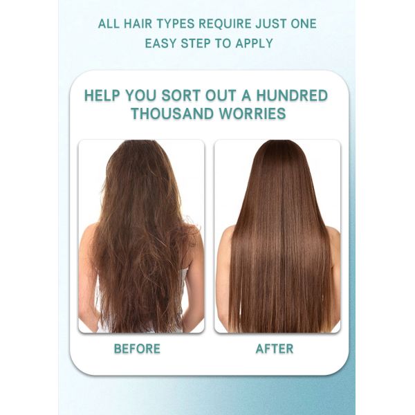 Crème lissante professionnelle à la kératine pour cheveux abîmés et bouclés