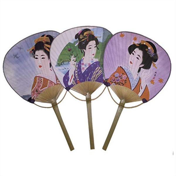 Round Paper Foldable Hand Fans Customized Paddle Hand Fans 15Inch