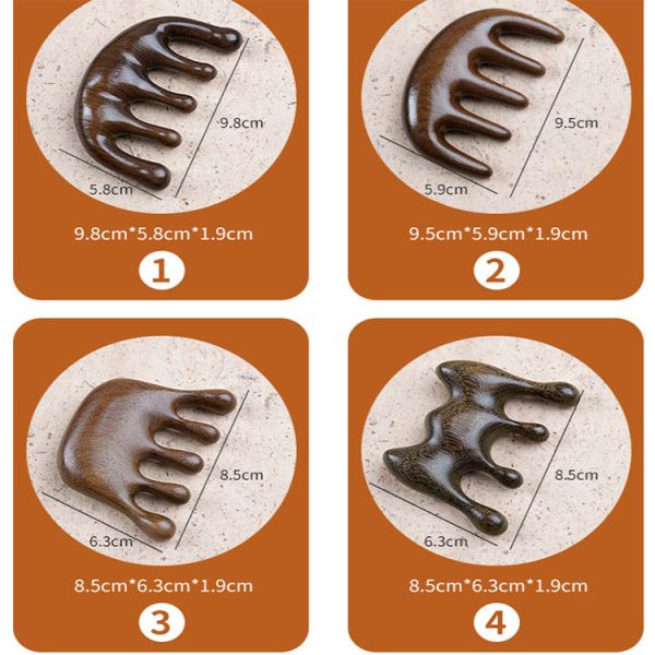 Wooden Wide Teeth Comb Head Meridian Massage Instrument for Anti Static Hairdressing