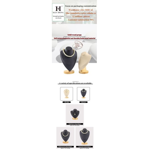 Soft Velvet Cover Wooden Necklace Display Stand Pendant Bust Display Stand