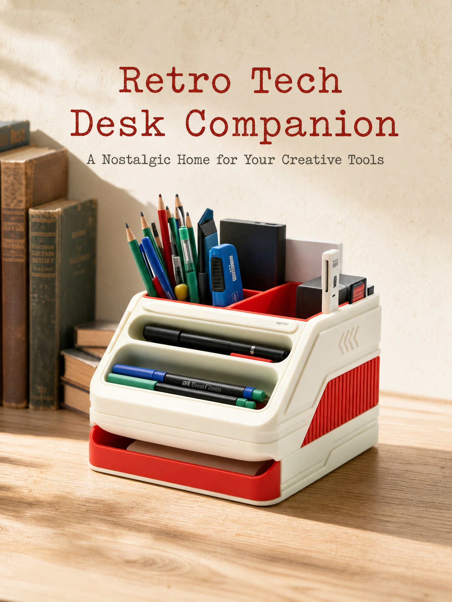 PLA Bio 3D Printed Office Supplies Retro Computer Desk Pen Organizer