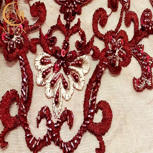 Shining Sequins Wedding Dress Lace Fabric 3D Heavy Beaded