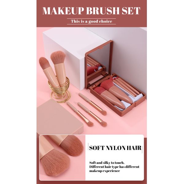 5 шт. для путешествий Макияжный щетка на короткую ручку Косметические аксессуары со зеркалом