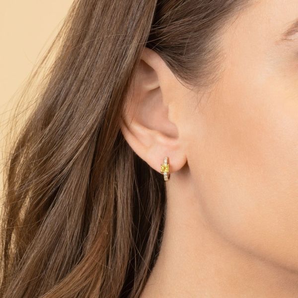 925 Sterling Silver Mini Gold Plated Baguette Hoop Huggie Earrings для женщин Ювелирные изделия