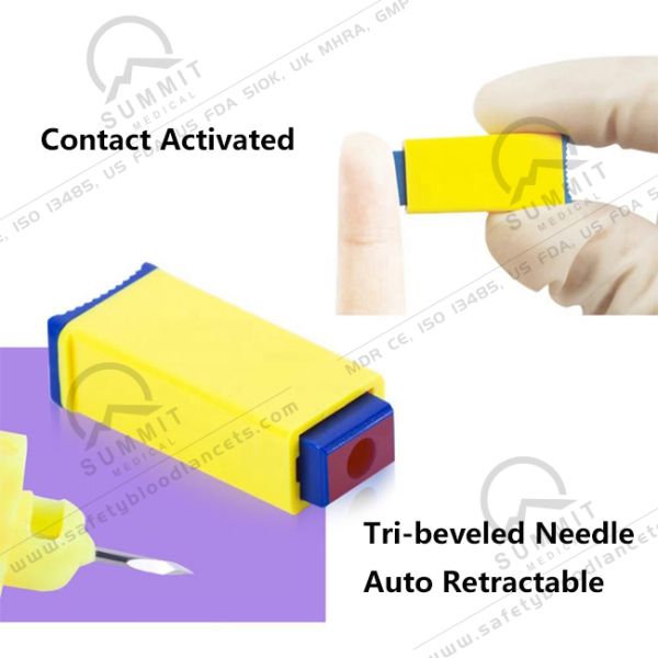 Медицинский одноразовый безопасный кровяной ланцет 28G 1,8 мм с вытяжной крышкой